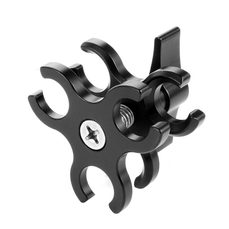 Upgrade-klemme mit 3- löchern, dreifacher aluminium-schmetterlingsklemme, kugelkopfadapter für taucherlampenarm und stativ für action-kamera, taschenlampe