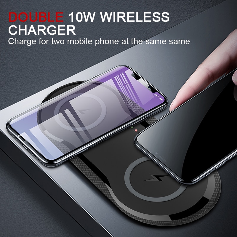 DCAE 20W cargador inalámbrico para iPhone 11 Pro XS XR X 8 AirPods 2 10W Dual de carga rápida estación base USB C para Samsung S10 S9