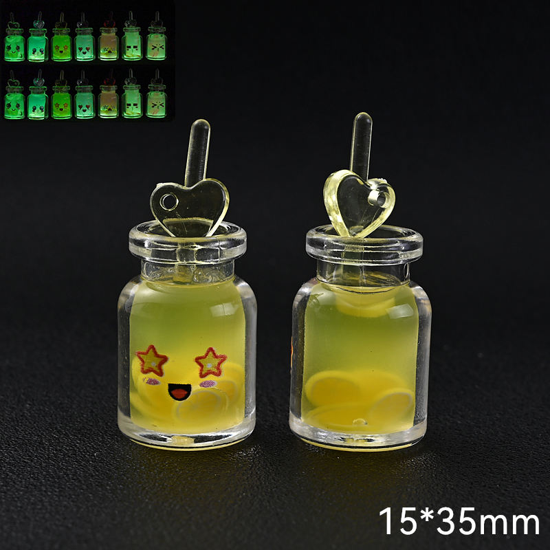 10Pcs Cute Colorful Milk Tea Milkshake Bottle Straw Acrylic Charms Drinks Beverage Pendant for Jewelry Making Necklace: Black Gun Plated