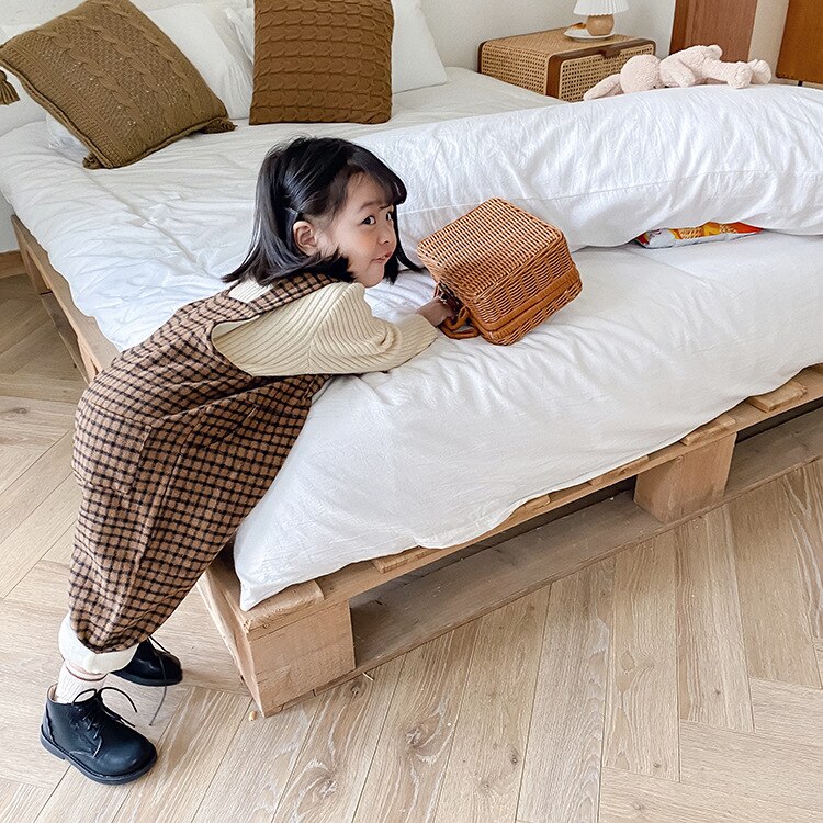 Automne hiver Plaid enfants ensemble laine ceinture pantalon bébé garçon fille velours pantalon enfants salopette infantile vêtements bébé vêtements