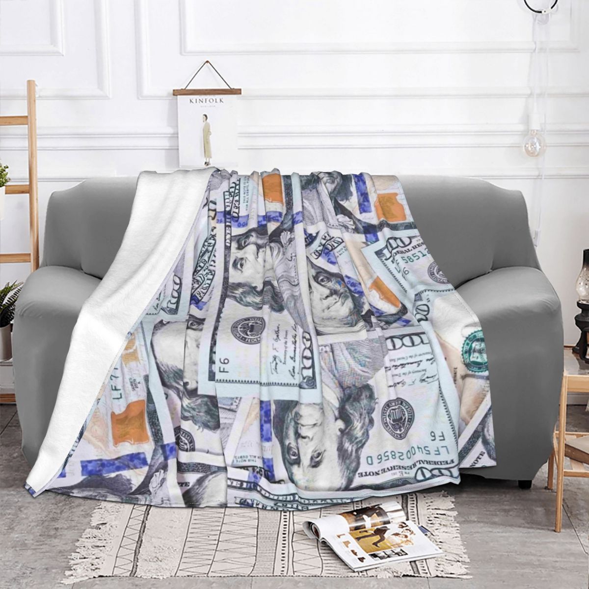 Dollar Dekens Fleece Decoratie Ultra-Zachte Dekens Gooien Voor Beddengoed Slaapkamer Pluche Dunne Quilt