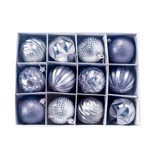Sparkly Christmas Tree Ball Ornaments balloon Ball 12Pcs 5.5cm Glitter Baubles Balls Christmas Tree Ornament Party Hanging Decor: Silver