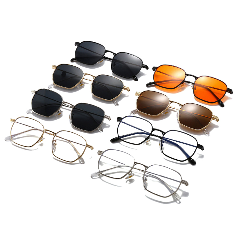 SO & EI, nueva , gafas de sol cuadradas para mujer, lentes transparentes Retro, marco de Metal, gafas de sol Punk naranjas para hombre, gafas de sol UV400