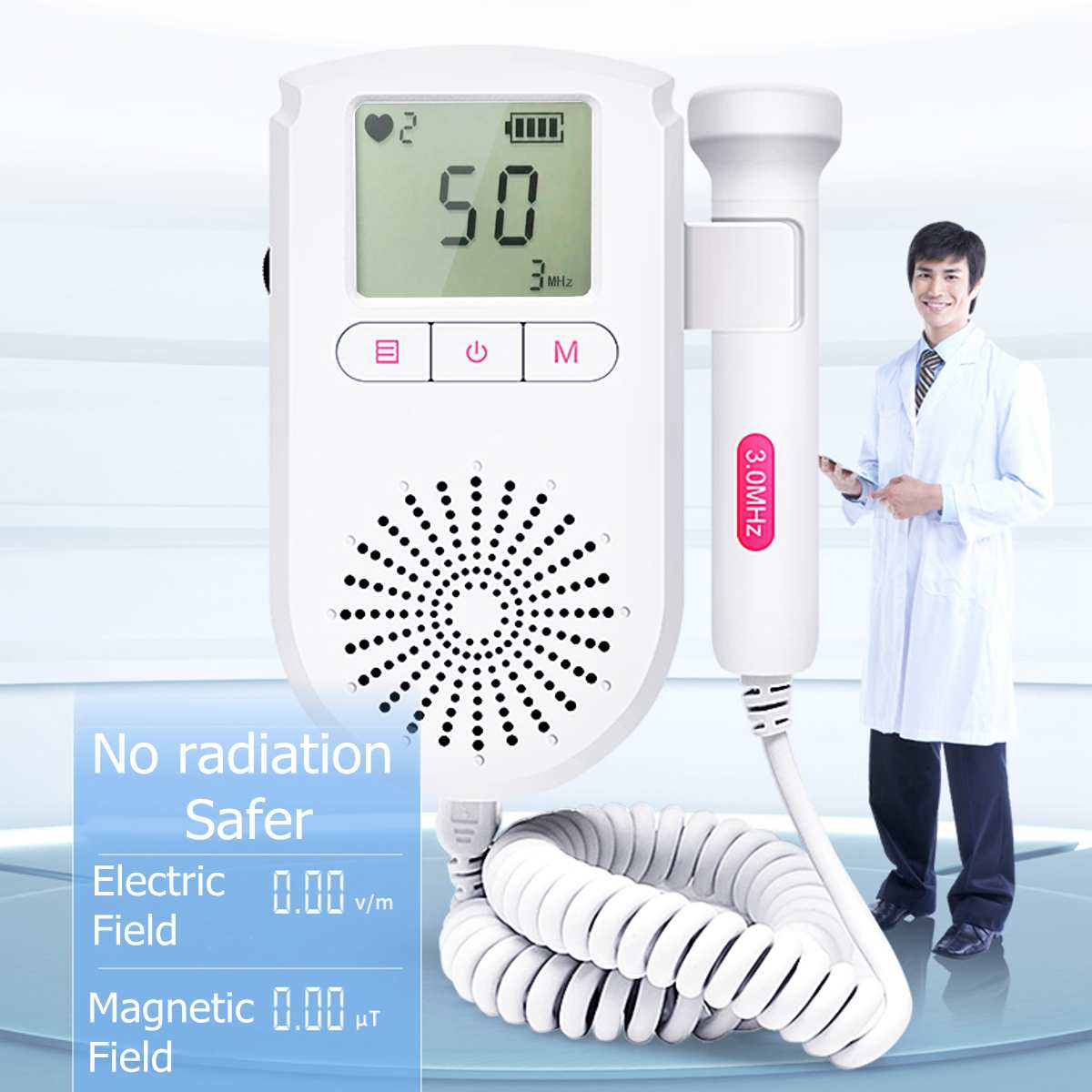 Baby Heartbeat Ultrasonic Tire Sound Meter Monitor Portable Household Hospital Equipment Doppler Fetal 3MHZ
