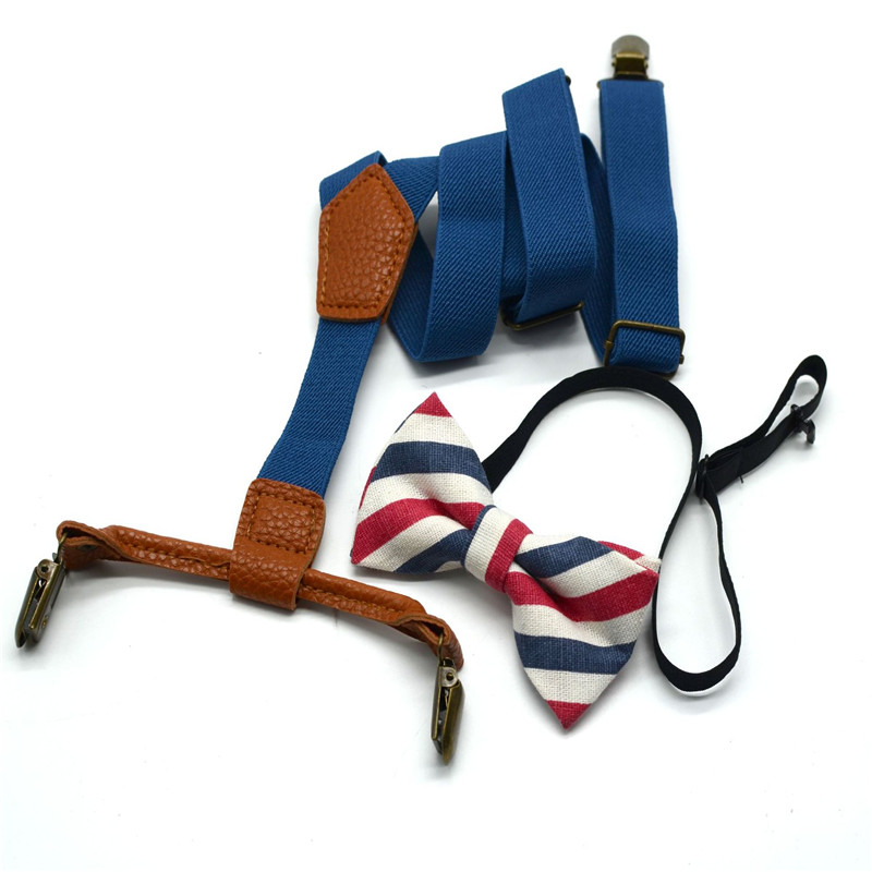 Matching Braces Elastic Suspenders and Luxury Bow Tie Set Adjustable Unisex Boy Girl Bowtie Elasticated Braces