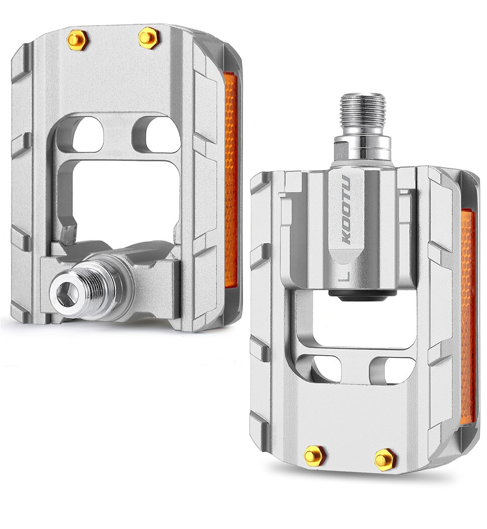 KOOTU Fahrrad Faltbare Pedale Anti-Schleudern Universal- Aluminium Pedale 9/16 Faltbare Pedal für Mountainbike Faltrad Rennrad: Silber-