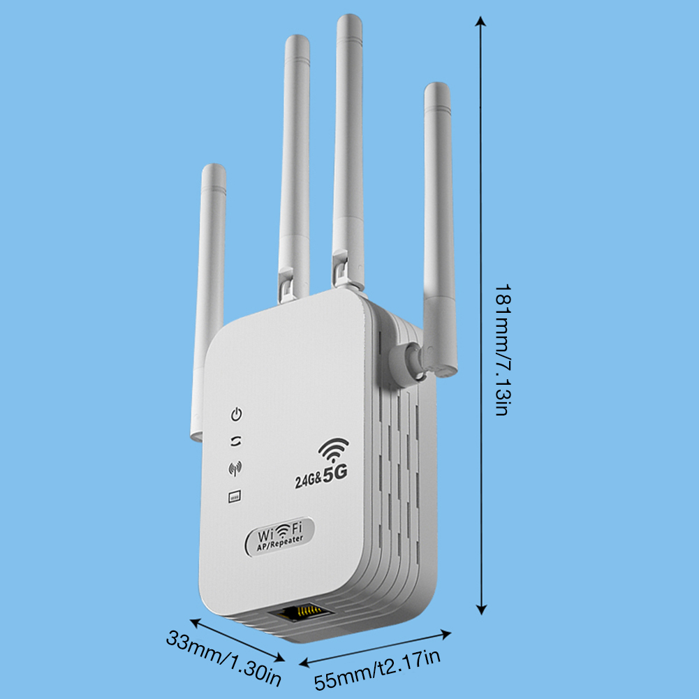 Przedłużacz Wi-Fi 1200 Mb/s z portem WAN/LAN Dwuzakresowy wzmacniacz sygnału Wi-Fi 2,4 GHz/5 GHz Wzmacniacz sygnału Wi-Fi dla małego biura w domu
