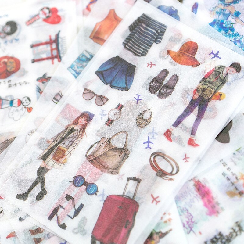 6 vellen/pakje reis met je mee, decoratieve stickers voor scrapbooking, doe-het-zelf dagboekalbum, plaklabel