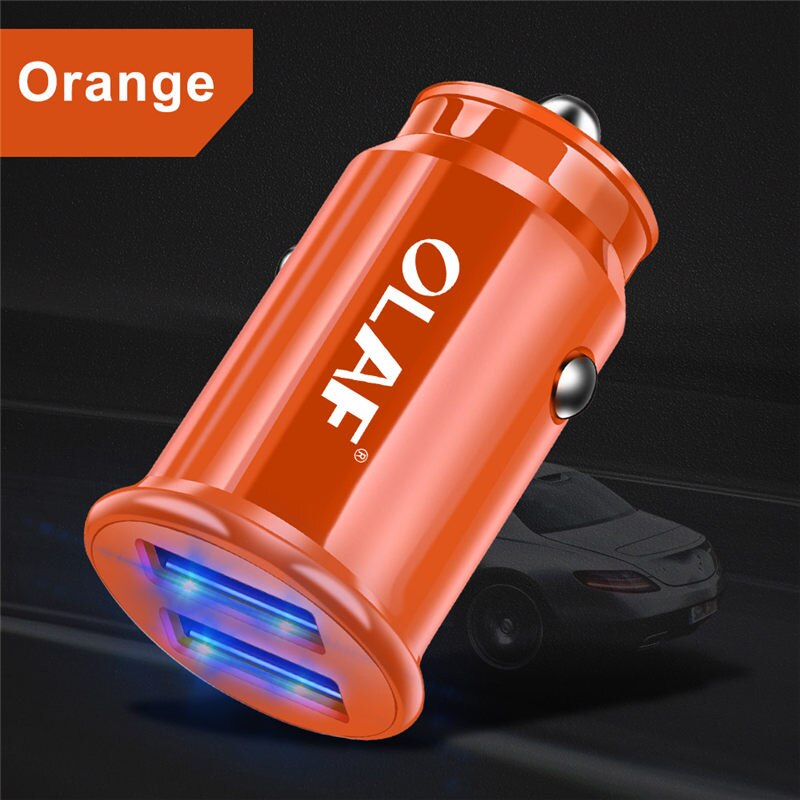 Caricabatteria Da auto doppio USB di Ricarica veloce per Samsung S8 S9 S10 iPhone XS Max Xiaomi Huawei mini Del Telefono mobile dell'automobile adattatore del caricatore in auto: arancia