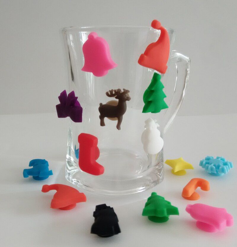 Divisor de copa de vino portátil para gatito, herramientas de cocina, bolsa de té, marcadores de vidrio para vino, Clip de gato, 6 unids/set por juego: Gris oscuro