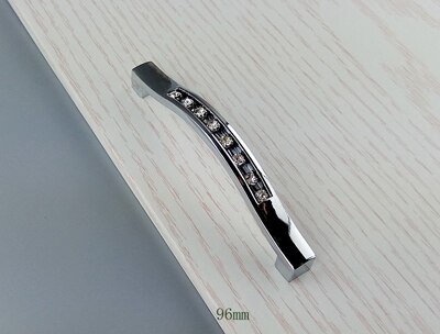 Moderne krom krystall glass diamant møbler håndtak skuff knott garderobeskap skap skap skyvedør kommode håndtak: 96mm