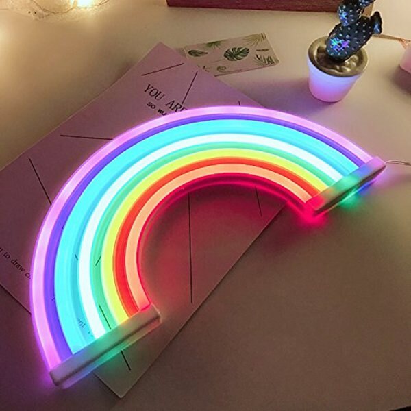 Leuke Regenboog Neon Sign Led Regenboog Licht Lamp Voor Dorm Decor