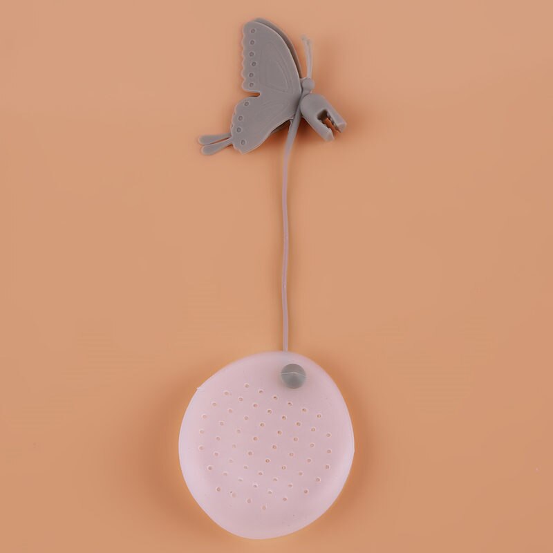 Thee-ei vlinder theezakje zeef losse thee maker zakje zeef koffie kruiden kleurrijk filter keukengereedschap: Grijs