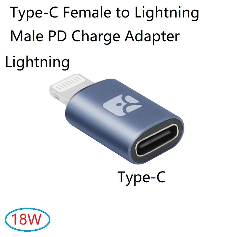 Usb Type-C Vrouwelijke Bliksem Male Adapter, pd 18W Fast-Charge & Sync Gegevens Voor Converteren Huawei, Samsung Iphone/Ipad/Ipod, c94 9V2A