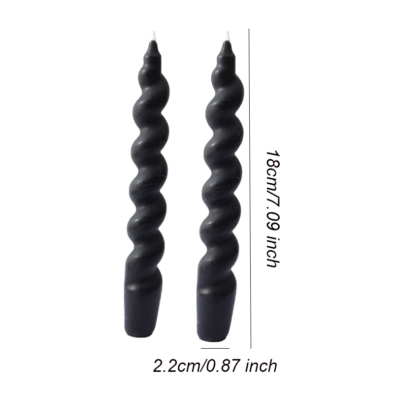 2 Stuks Lange Versierd Kaarsen Spiraal Vormige Geurkaars Home Decor Accessoires Lange Staaf Twisted Aroma Kaarsen Huishoudelijke Kaarsen: Black