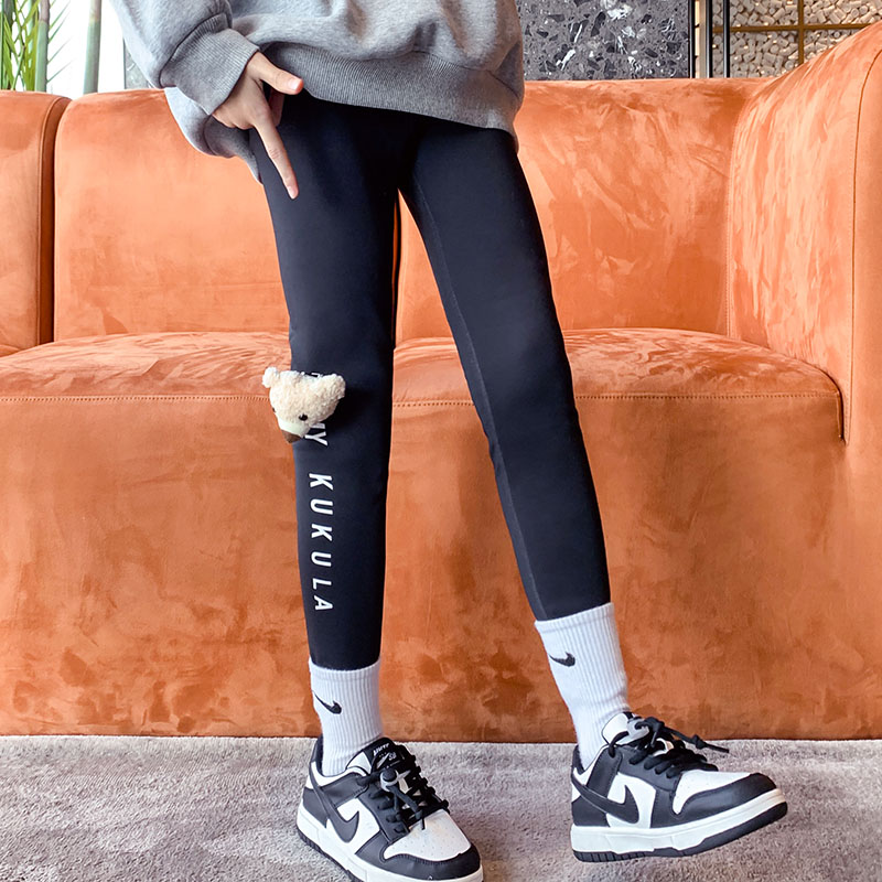 School Kids Seamless Leggings High Waisted Teenage Girls Sports Leggings With Bear Girls Fitness Yoga Pants Girl Sport Leggings