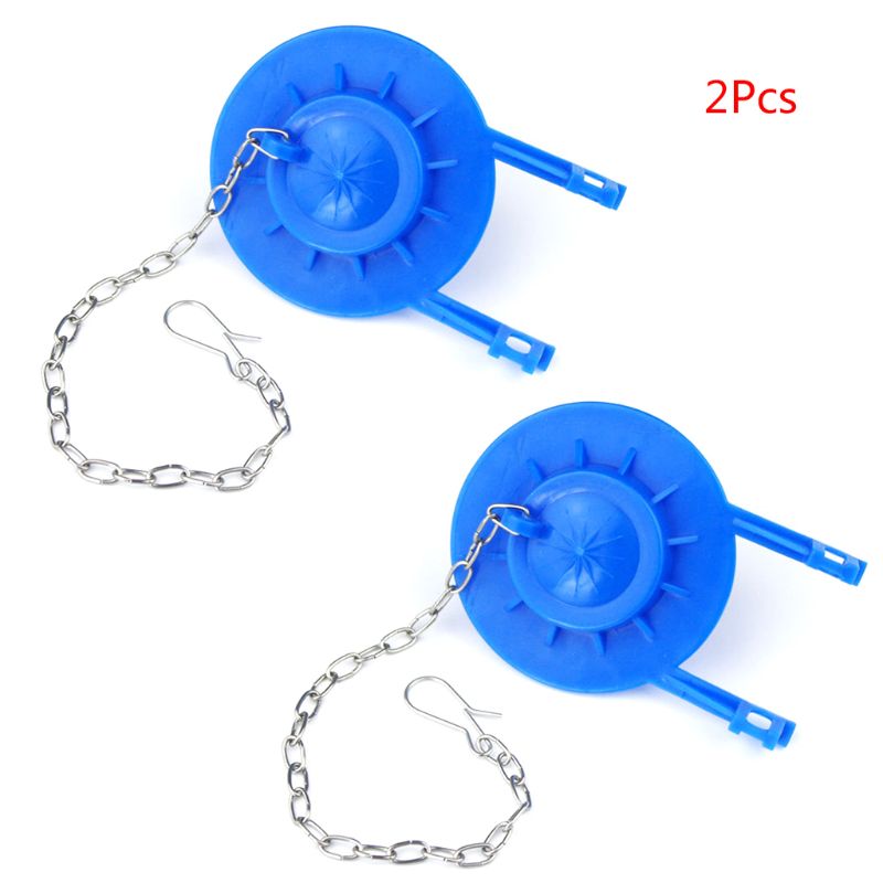 2PCS PVC Toilet Seal Water Stop Valve Cover Drain Flush Valves Toilet Tank Fittings Bathroom Repair Kit with Stainless Steel Cha