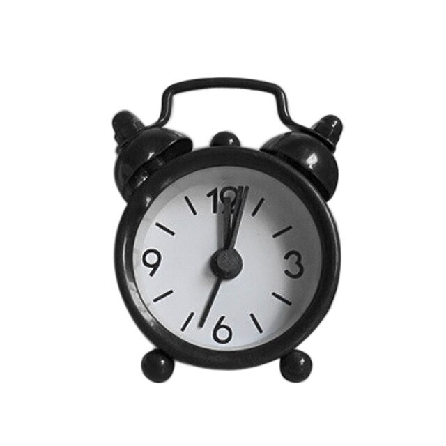Mini Alarm Clock Electronic Round Number Double Bell Table Digital Quartz Clock Home Decoration Retro Portable Cute Durable: black