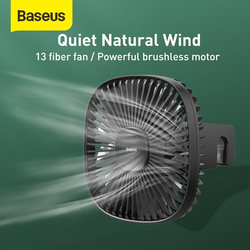 Baseus Magnetic Car Air Cooling Fan 360 Rotation Back Seat Cooler Fan With 1000mAh Battery For Auto Air Conditioner Cooler Fan