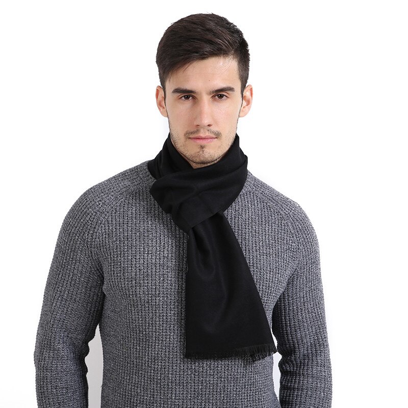 Autumn Winter Warm Soft Men's Scarf Simple Solid Cashmere Scarves Men Gray Black Red Neckcherif Scarf Wraps