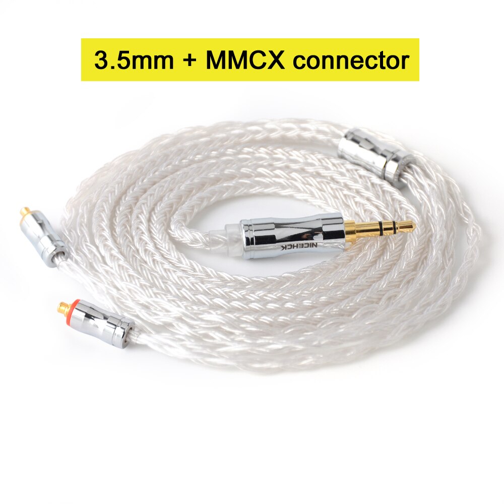 NICEHCK C16-1 16 Cores Silver Plated Cable 3.5/2.5/4.4mm Plug MMCX/2Pin/QDC/NX7 For TFZ KZCCA ZSX C12 NICEHCK NX7 PRO BL-03: 3.5mm With MMCX