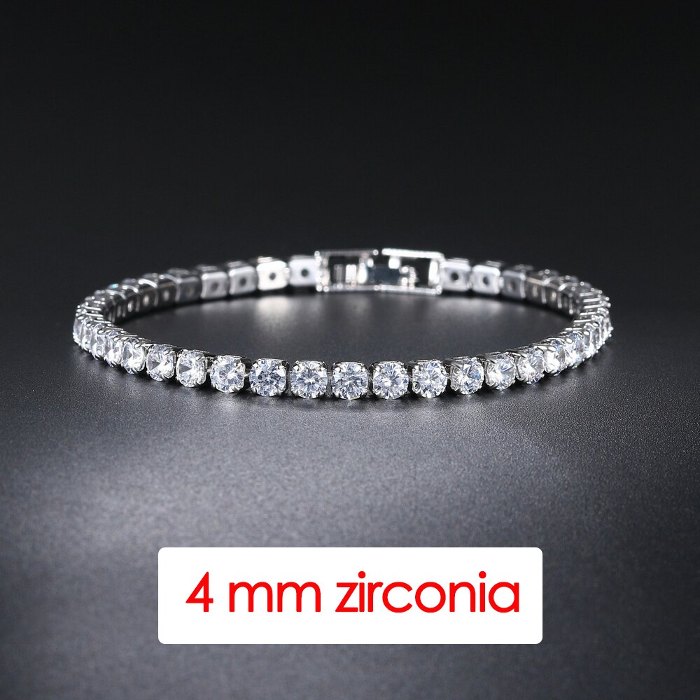 Dames tennisarmband hiphop trendy aaa+ kubieke zirkonia zilverkleurig tiener meisje kristallen ketting aan de hand bruiloft sieraden  h086: 19cm / Roestrood