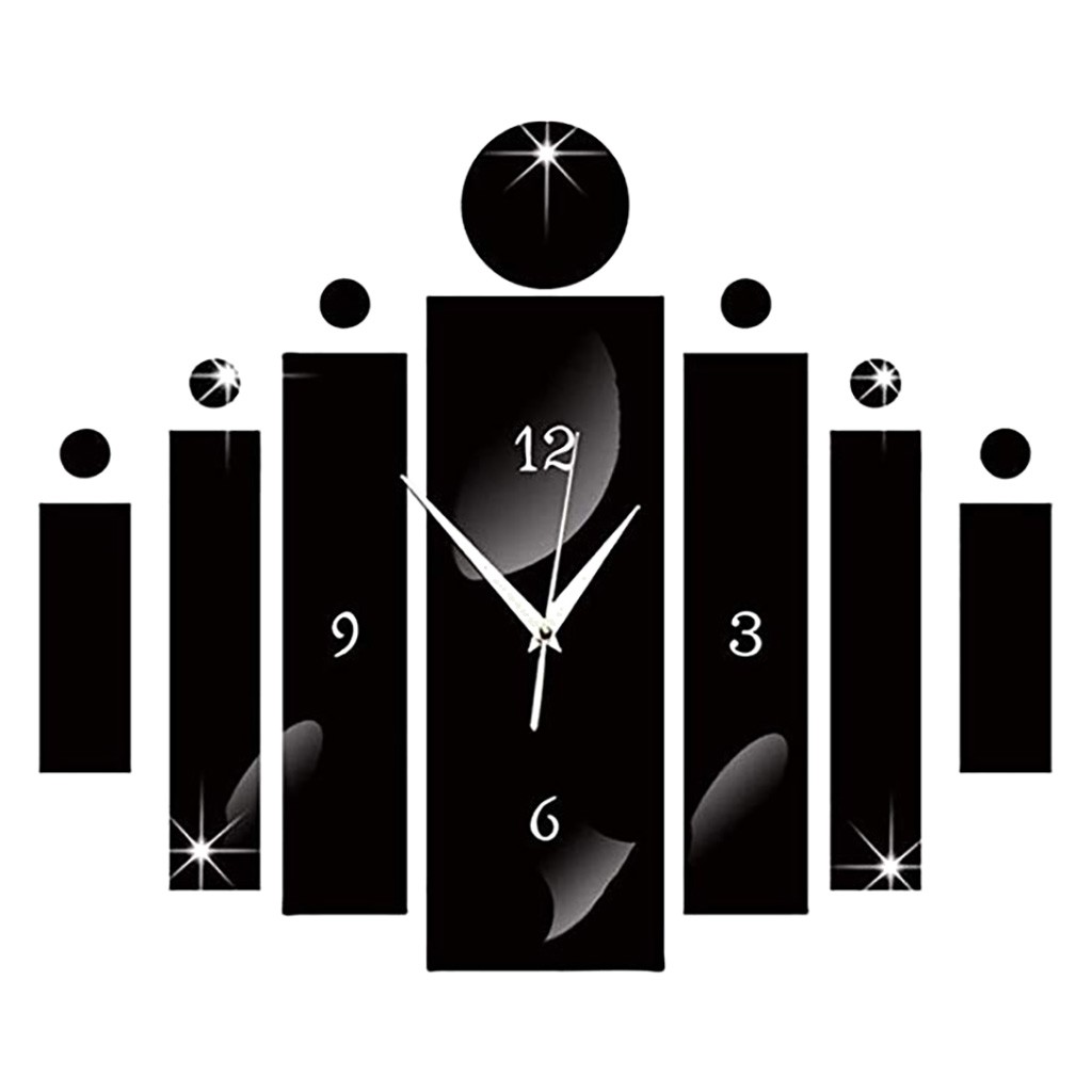 Horloge murale de luxe en argent, effet miroir 3D, décoration pour la maison, style moderne: Default Title