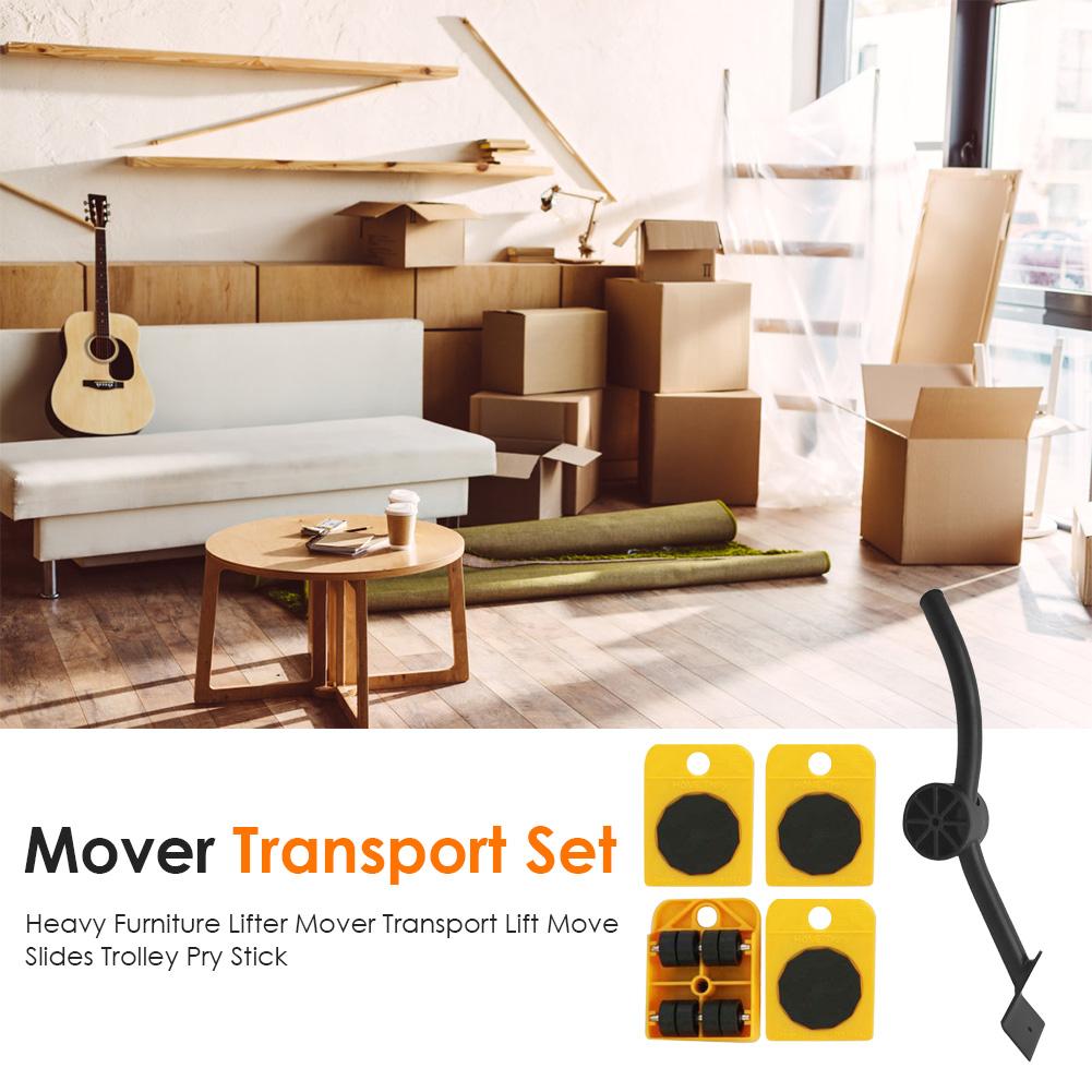 Home Trolley Lift And Move Slides Kit Easily System For Heavy Furniture 4 PC Rollers & 1PC Furniture Lifter Mover Transport set