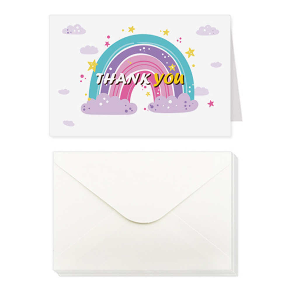 2-5pcs Colorful Rainbow Thank You Cards Wedding Party Invitation Greeting Cards Thanksgiving Day Postcard Folding Cards: A2297 / 5pcs