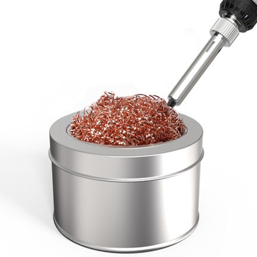 Clean Net Solder Iron Tip Cleaner Ball Holder Steel Wire With Stand Set Welding Soldering Cleaning Electric iron Accessories: Brown
