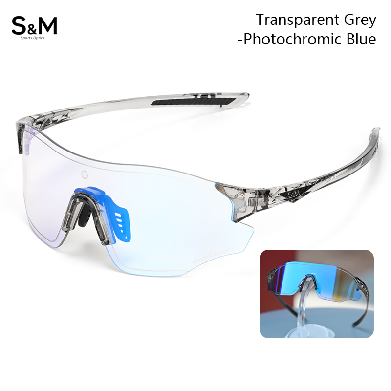 S&M Photochromic Glasses Marathon Sports Change Windproof Glasses Cycling Sunglasses Women's Bicycle Glasses UV400 Goggles: Silver