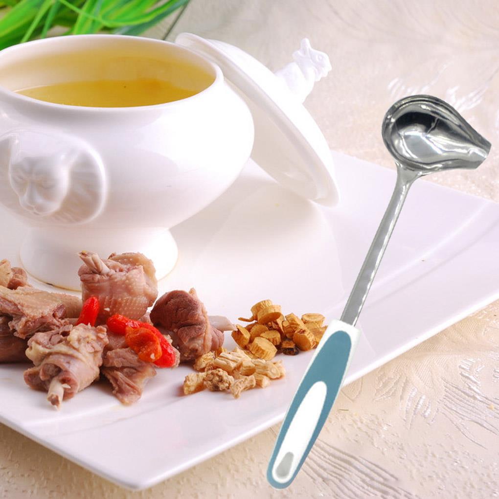 Mint Sauce Long Soup Ladle with Spout Stainless Steel Kitchen Serving Salad Dressing Gravy Spoon