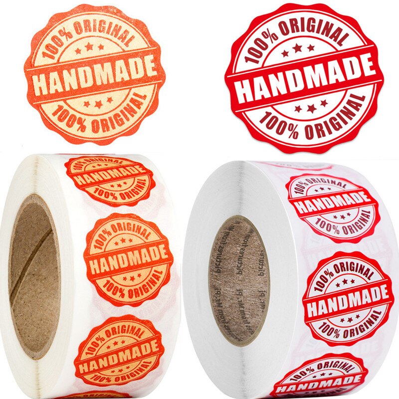 1 Inch Cowhide Sticker 100% Love Handmade Bakery Baking Sticker Birthday Cake DIY Sealing Wedding Decoration Label