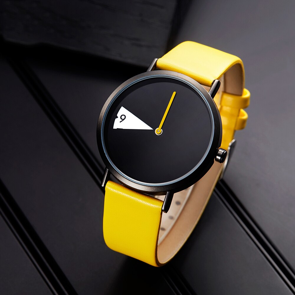 Women Watch Wristwatch Ladies Watch Rotate Yellow Leather Band Wristwatches Clock Montres Femme Reloj Mujer