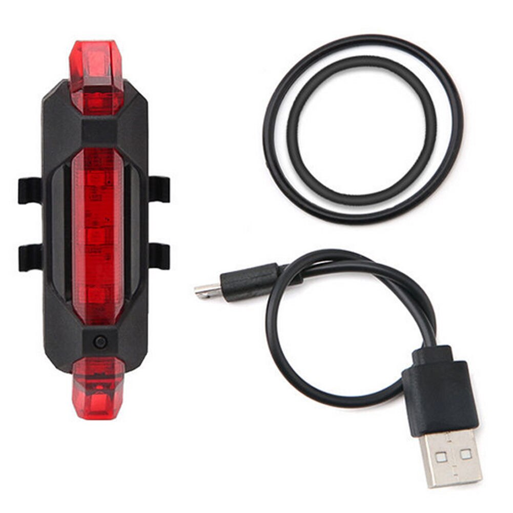 5 Led Usb Oplaadbare Fiets Achterlicht Fiets Waarschuwing Achterlicht Nuttig Alarm Lamp: Rood