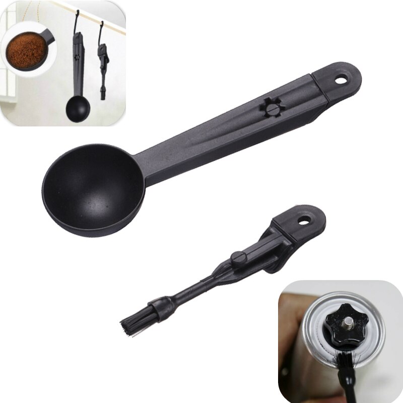 Manual Coffee Grinder with Storage Jar Soft Brush Conica Mini Coffee Milling Machine for Single Coffee: spoon and brush
