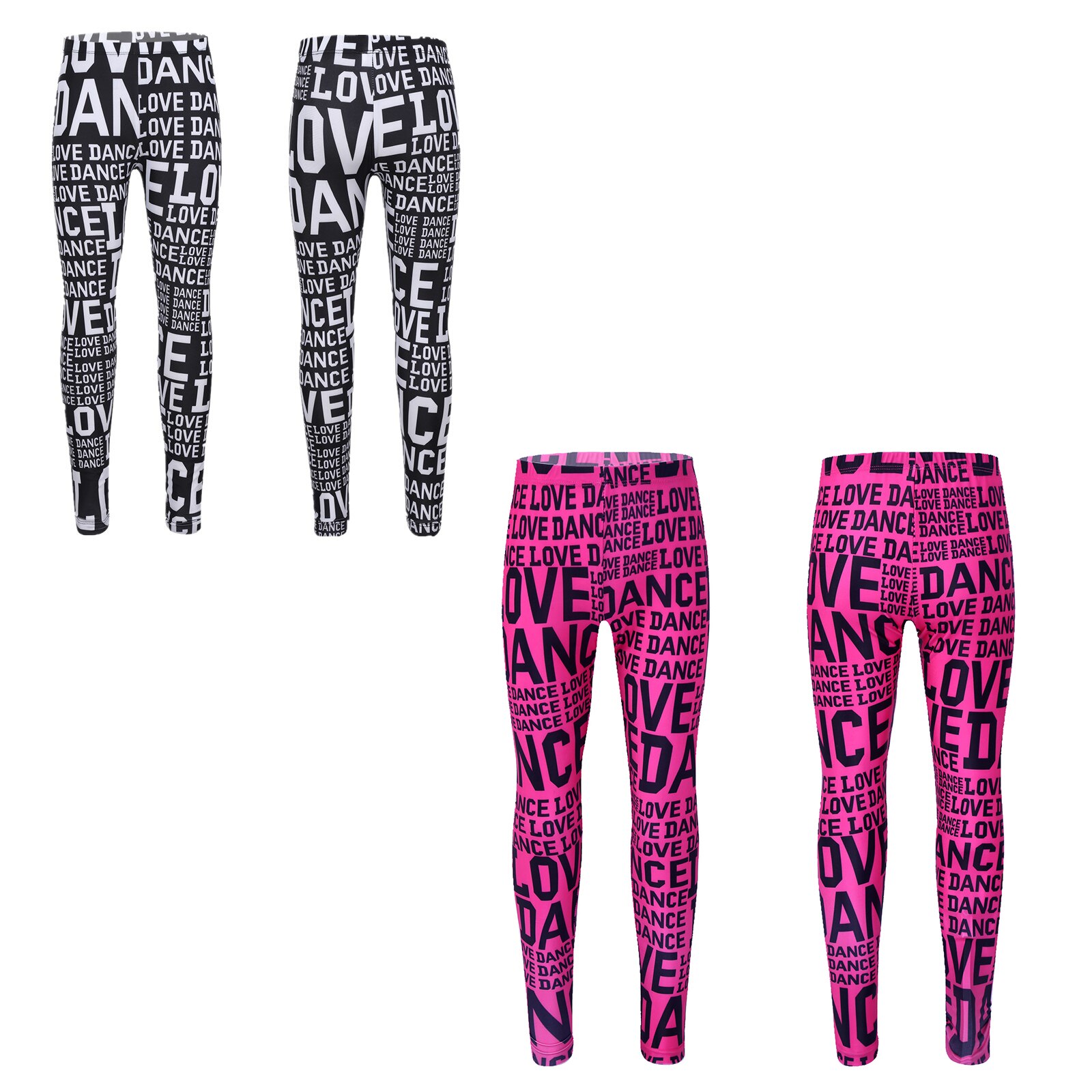 Bambini ragazze bambini lettere Leggings stampati pantaloni collant festa danza Performance Costume Sport Fitness pantaloni da palestra Costume