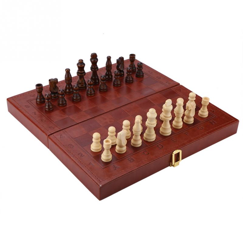 Klapp Tragbare Holz Internationalen Schach Spielzeug einstellen Brettspiel Sammlung tragbar Party Lustige Schach Brettspiel