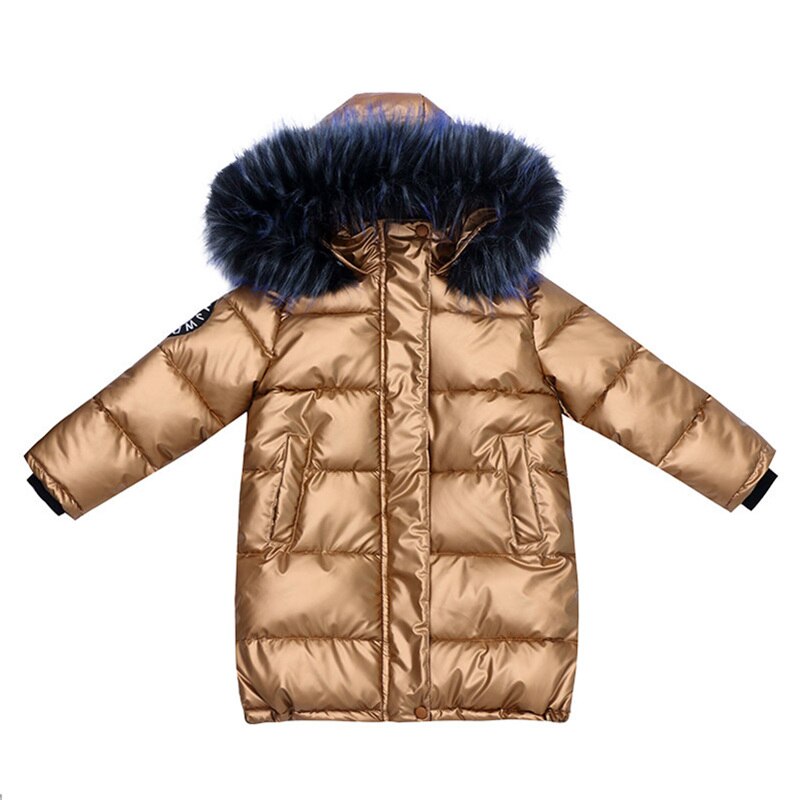 Drenge pige vinter parka jakke frakke med pels hætte luksus bomuldspolstret pige overtøj 4-13 år børn vandtæt hættetrøjer outfit