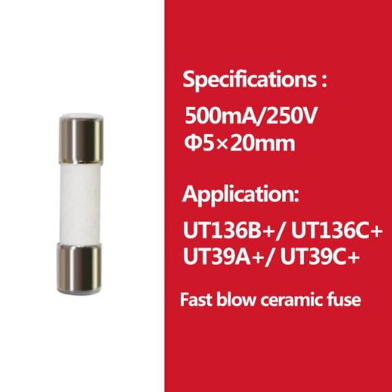 UNI-T Cartridge Fuse Fast Acting Fuse Porcelain Tube For Uni-t Multimeter UT61 UT139 UT890 UT39 UT105 UT171 Series.: 500mA 250V