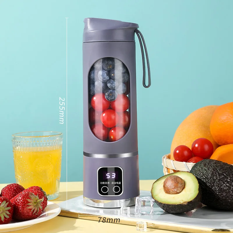 Household Mixer Machine Portable Blender Crushed Electric Juicer With 3 Speed 450ML Large Capacity Digital Display Juice Cup: PURPLE