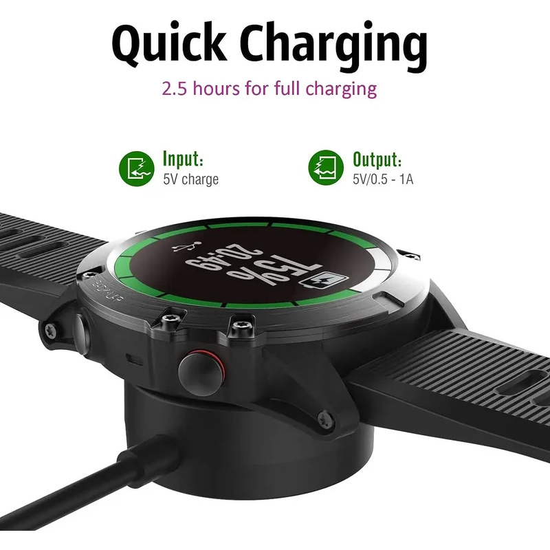 Charger Dock for Garmin Vivoactive 3 4 4S/ Fenix 5 5S 5X 6 6S 6X / Venu 2 2S Sq USB Charging Cable Stand Station Date Syn
