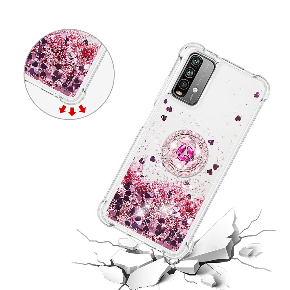 Para Xiaomi M3 Nota 9 4G Redmi 9 de 9T teléfono caso S21 Ultra 5G de diamantes de imitación anillo hebilla Anti-colisión de la funda con arena movediza coque