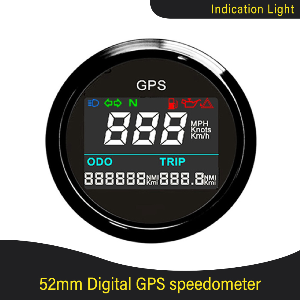 52mm Digital GPS Speedometer LCD Speed Gauge Odometer Adjustable Mileage Trip Counter For Auto Motorcycle Boat 12V 24V