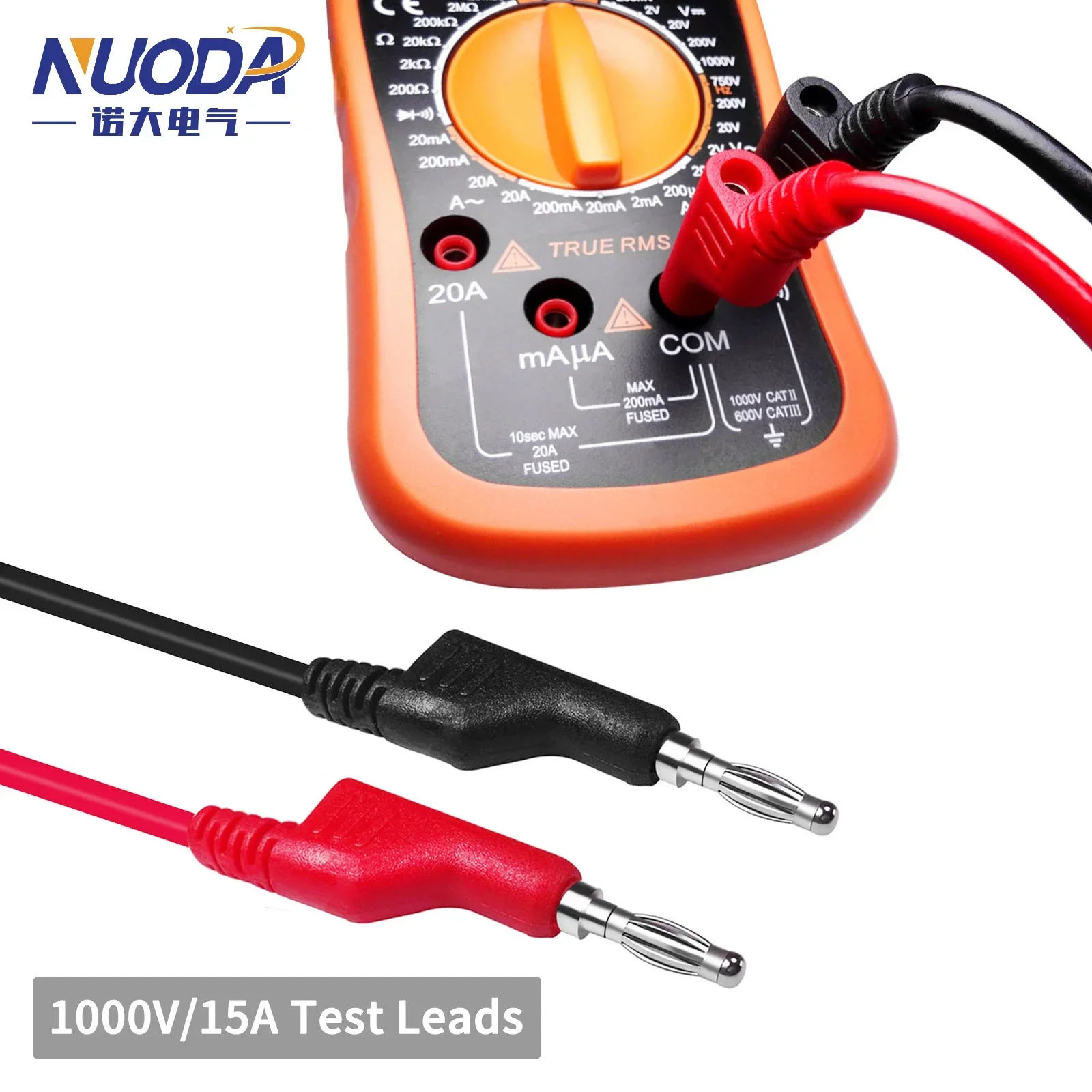 Doppelte stapelbare Bananenstecker-Multimeter-Messleitungen, 1 m Kabel, 1000 V, 15 A, 4 mm, P1036, 2 Stück, 5 Stück