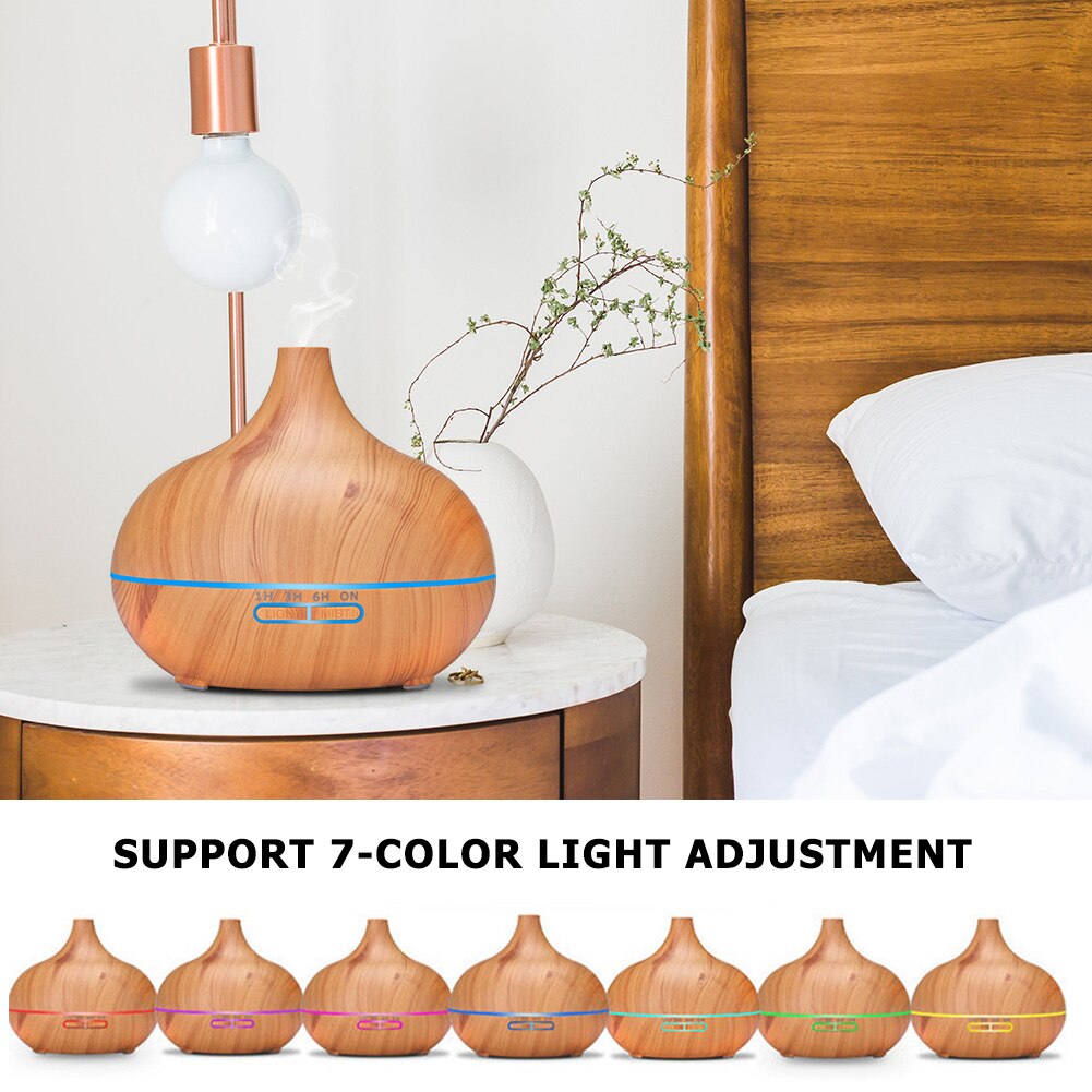 Elektrische Luchtbevochtiger Essentiële Aroma Olie Diffuser Ultrasone Houtnerf Luchtbevochtiger Usb Mini Mist Maker Led Licht