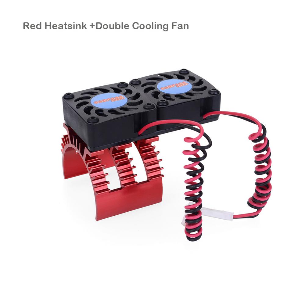 SURPASS HOBBY RC Motor Cooling Fan W/ Heatsink for 1/10 1/8 RC Car 540 550 3650 3660 3670 Motor ESC Cooling Fast RC Car Part: Red double fan