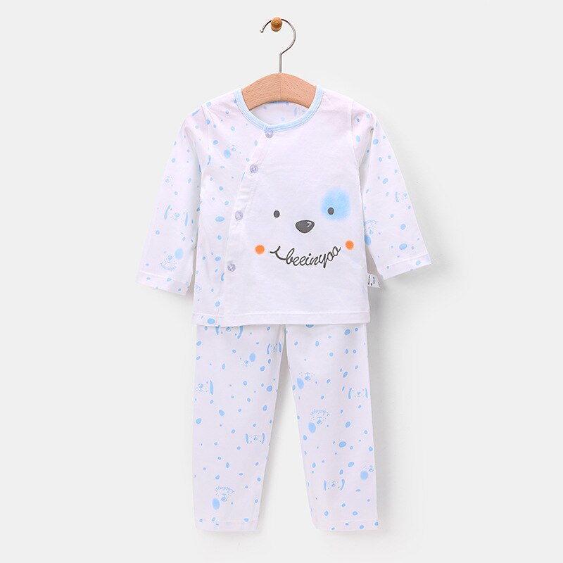 Baby Zomer Pyjama Puur Katoen Dunne Lange Mouwen Off-Set Pak Jongens En Meisjes Puur Katoen Twee-stuk Baby Home Service: 180702-3 / 24M suit 100cm