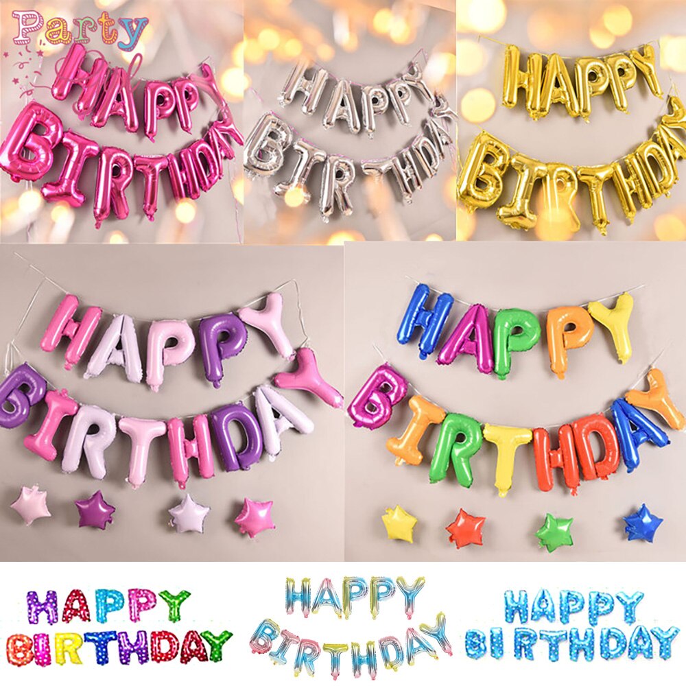 13x Happy Birthday Letter Balloons Foil Ballons Kids Adult Baloons Birthday Party Decorations Red Rose Gold Silver Globos