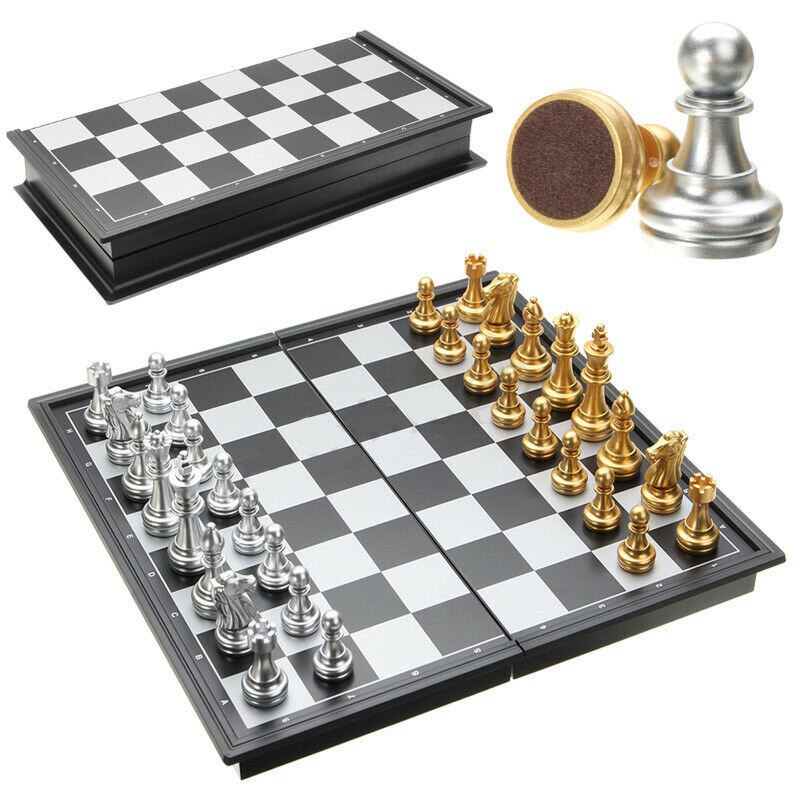 Bærbart magnetisk folde skakbræt skakbræt boks sæt rejser børn familie spil lbv